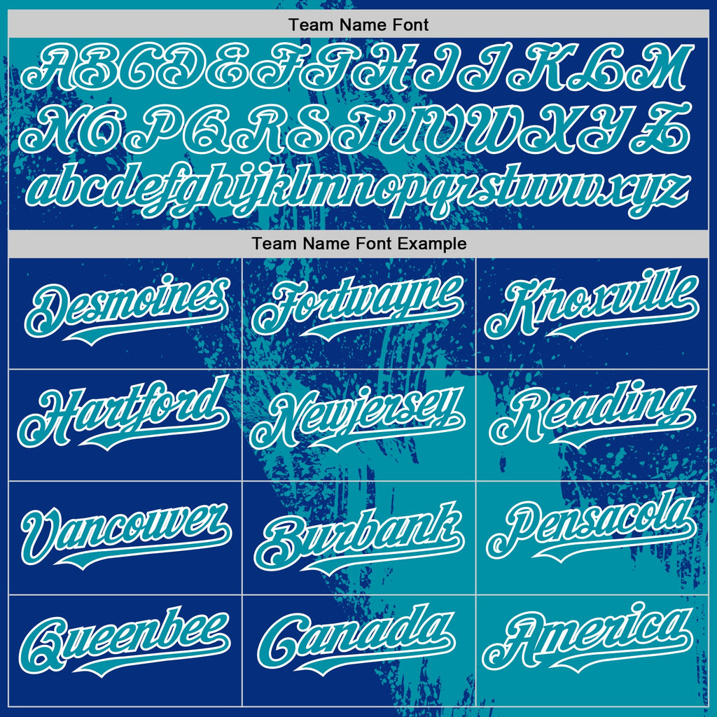 Custom Teal Royal-White 3D Pattern Design Abstract Brush Stroke Authentic Baseball Jersey