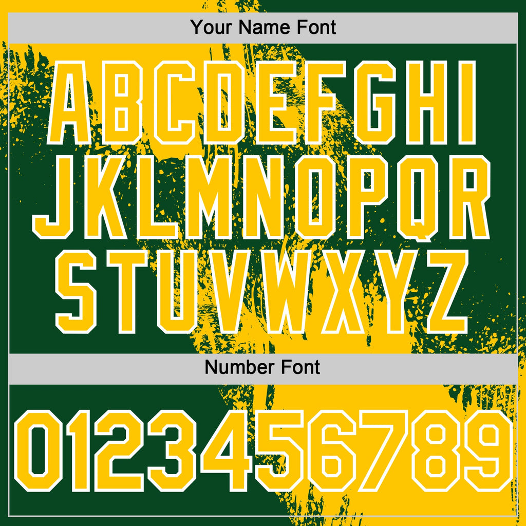 Custom Yellow Green-White 3D Pattern Design Abstract Brush Stroke Authentic Baseball Jersey