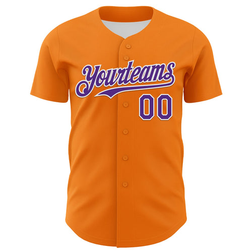 Custom Bay Orange Purple-White 3D Pattern Design Rave Psychedelic Neon Fluid Art Authentic Baseball Jersey