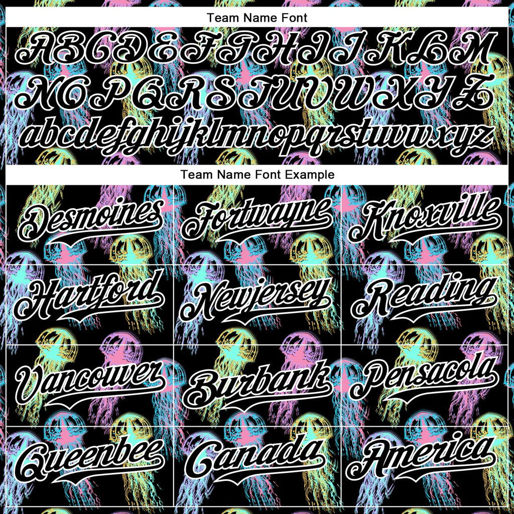Custom Black White 3D Pattern Design Rave Psychedelic Jellyfish Authentic Baseball Jersey