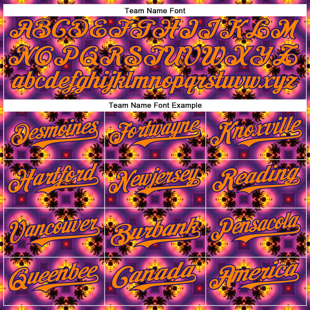 Custom Purple Bay Orange-Dark Purple 3D Pattern Design Rave Psychedelic Flower Authentic Baseball Jersey