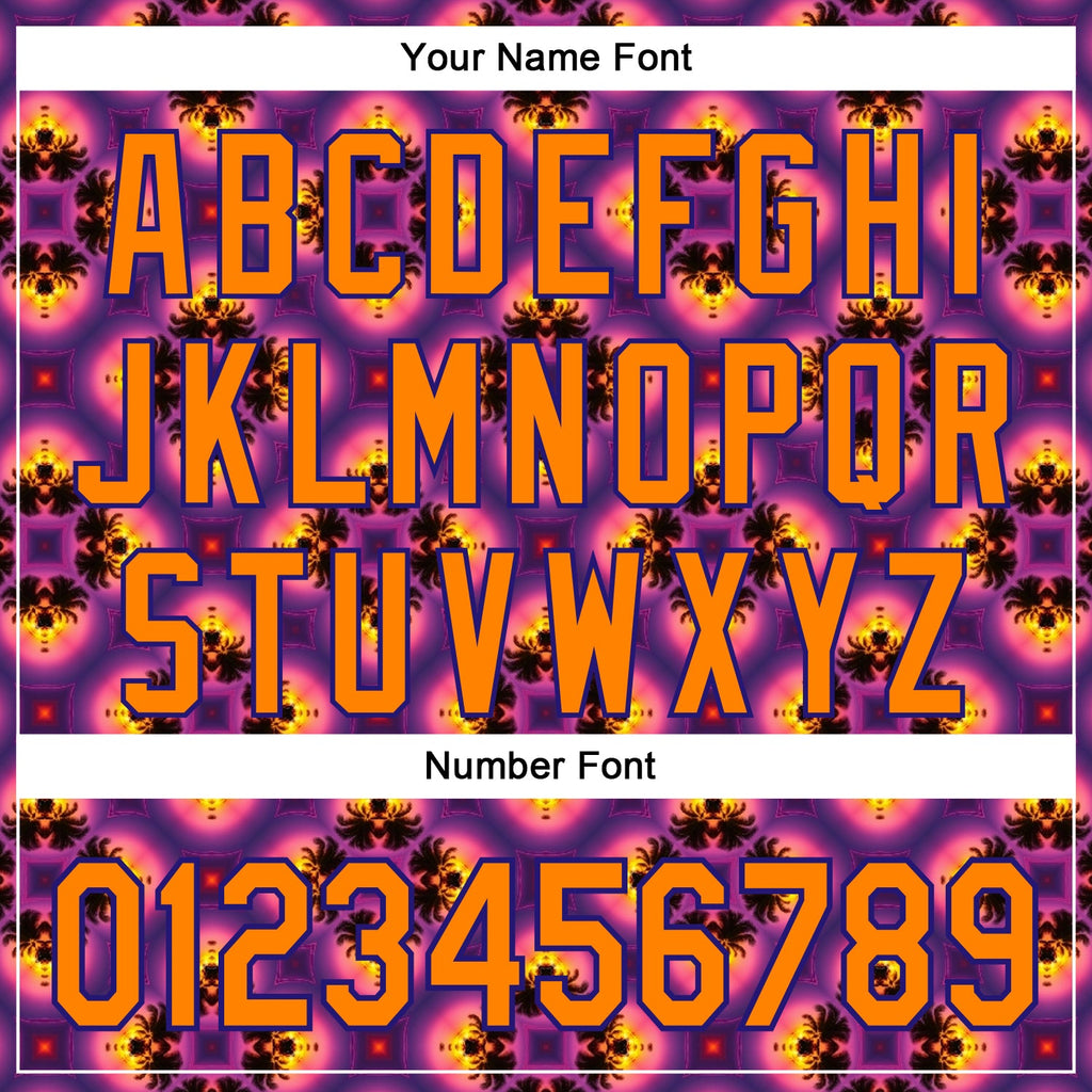 Custom Purple Bay Orange-Dark Purple 3D Pattern Design Rave Psychedelic Flower Authentic Baseball Jersey