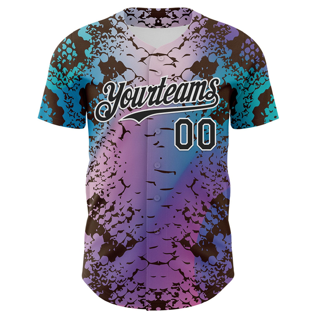 Custom Pink Black-White 3D Pattern Design Rave Psychedelic Snakeskin Authentic Baseball Jersey