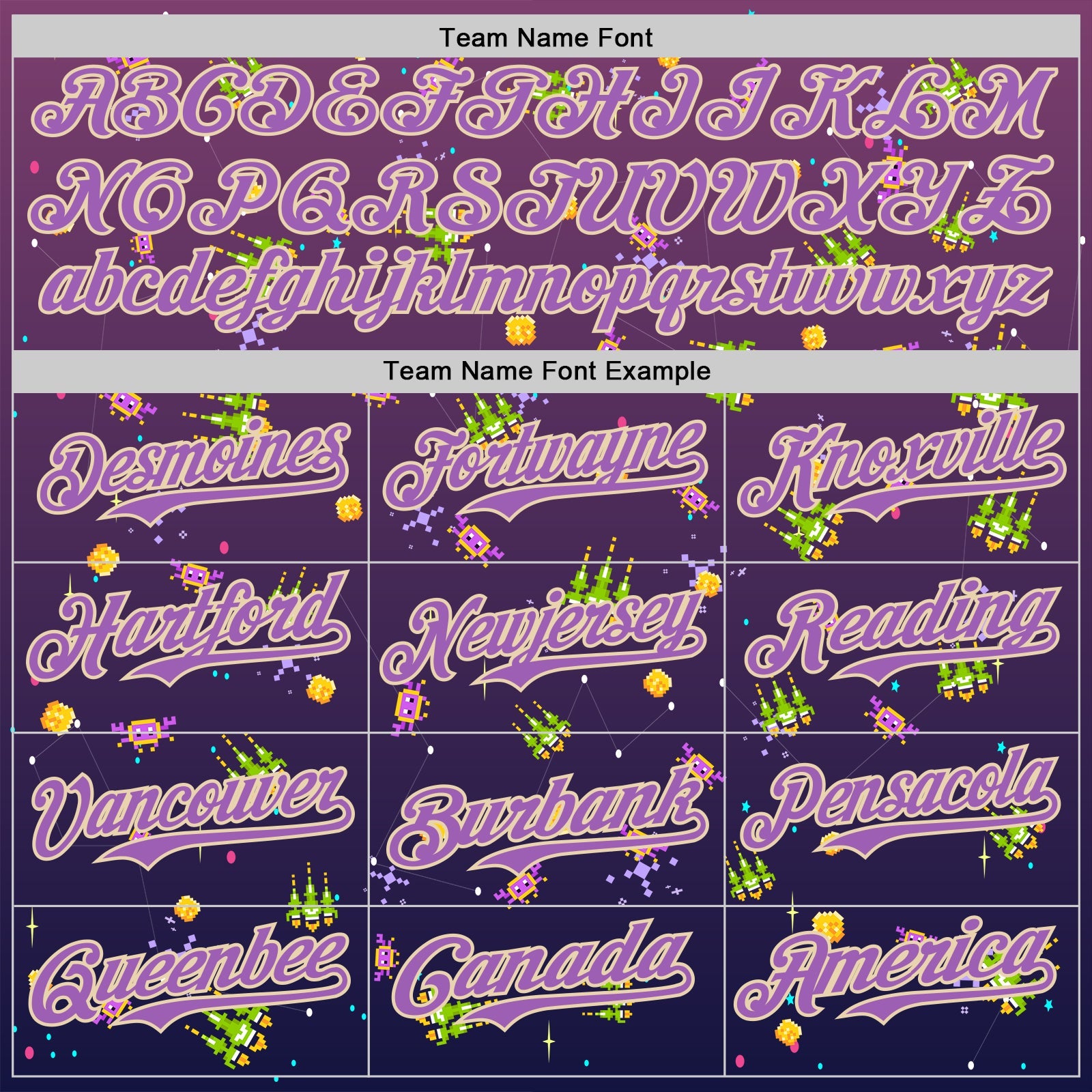 Custom Purple Medium Purple-City Cream 3D Pattern Design Retro Pixel Arcade Game Authentic Baseball Jersey