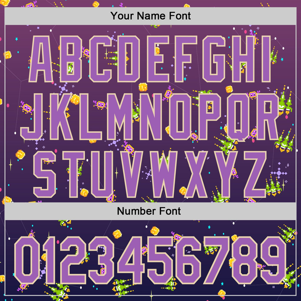Custom Purple Medium Purple-City Cream 3D Pattern Design Retro Pixel Arcade Game Authentic Baseball Jersey