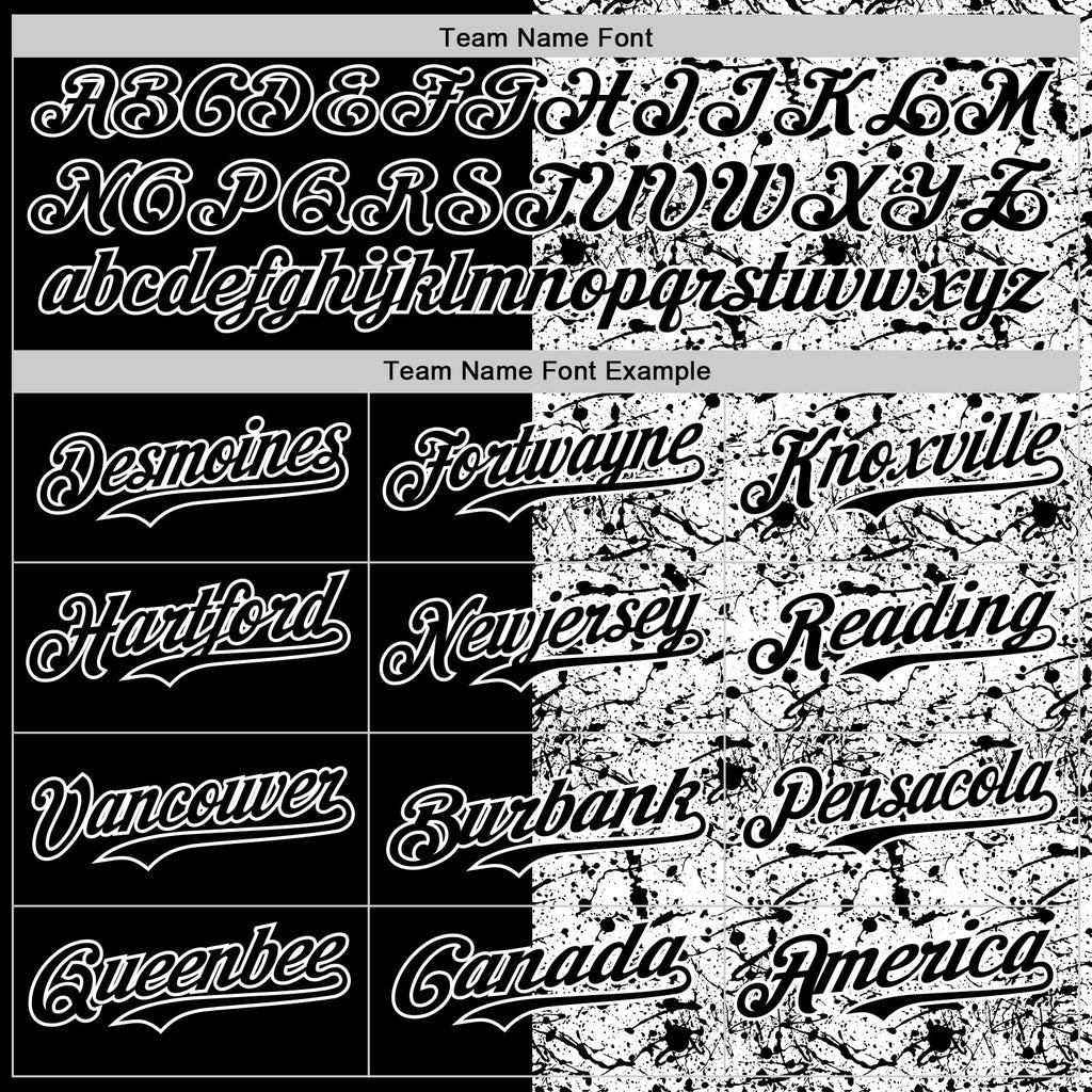 Custom White Black 3D Pattern Design Graffiti Splash Ink Authentic Baseball Jersey
