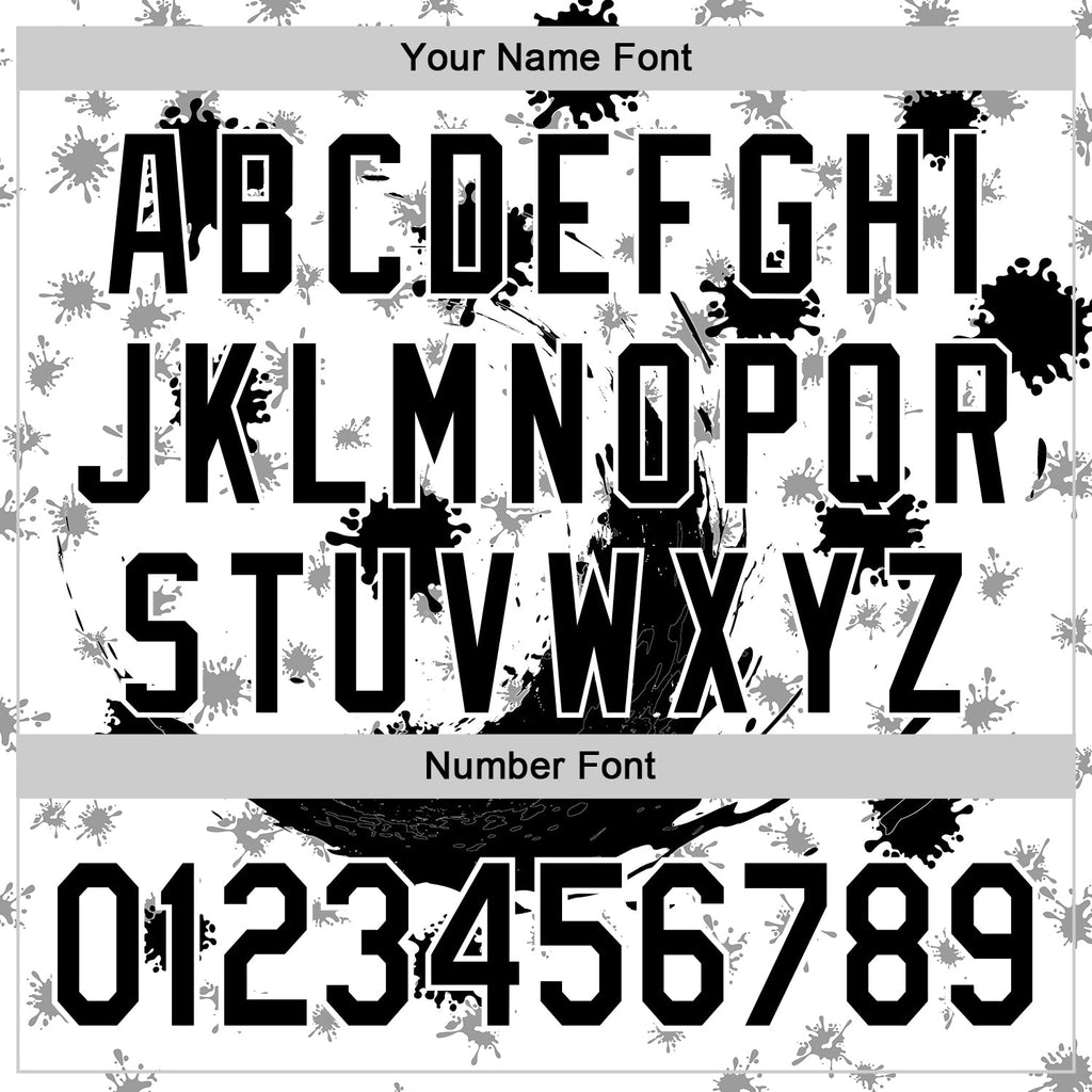 Custom White Black 3D Pattern Design Graffiti Splash Ink Authentic Baseball Jersey