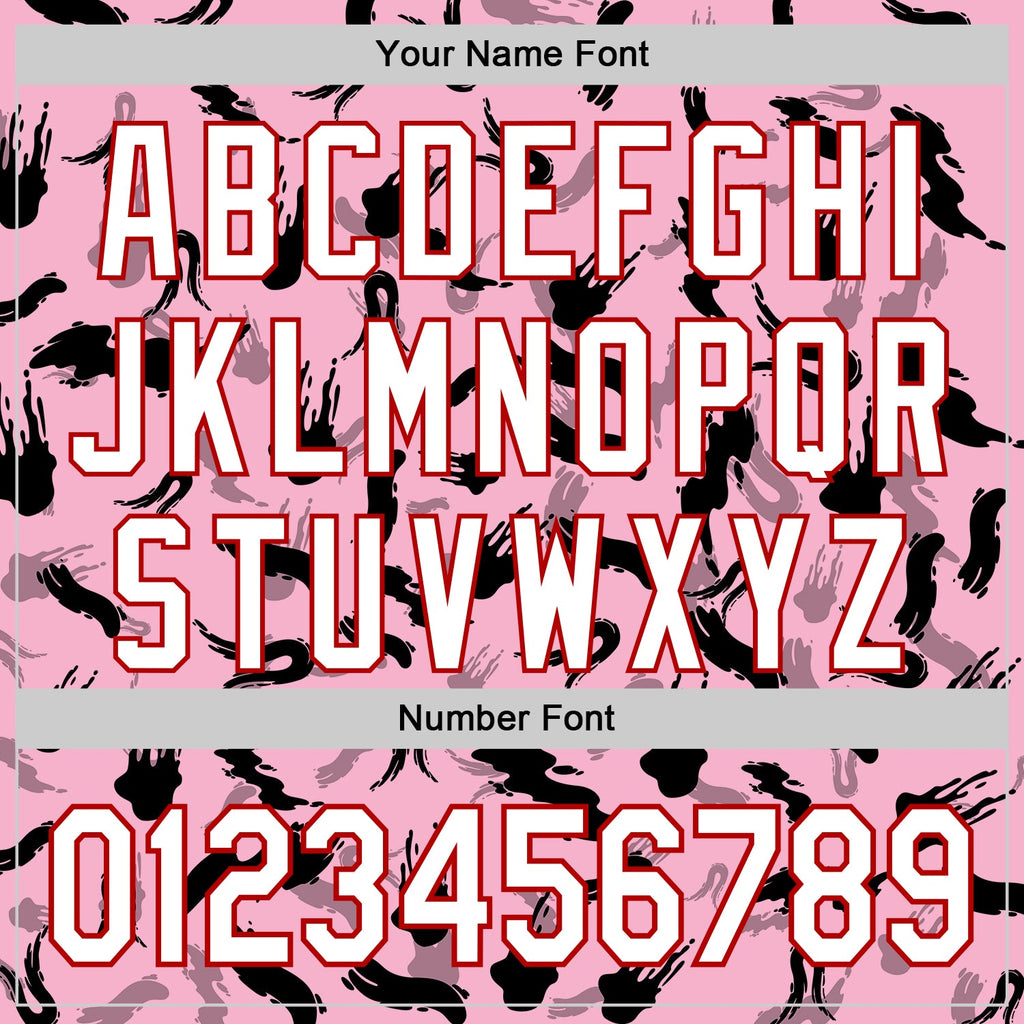 Custom Light Pink White-Red 3D Pattern Design Graffiti Ink Brush Stroke Authentic Baseball Jersey