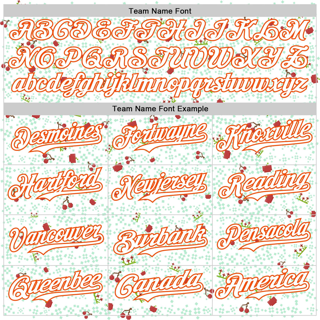 Custom White Orange 3D Pattern Design Retro Pixel Arcade Game Authentic Baseball Jersey