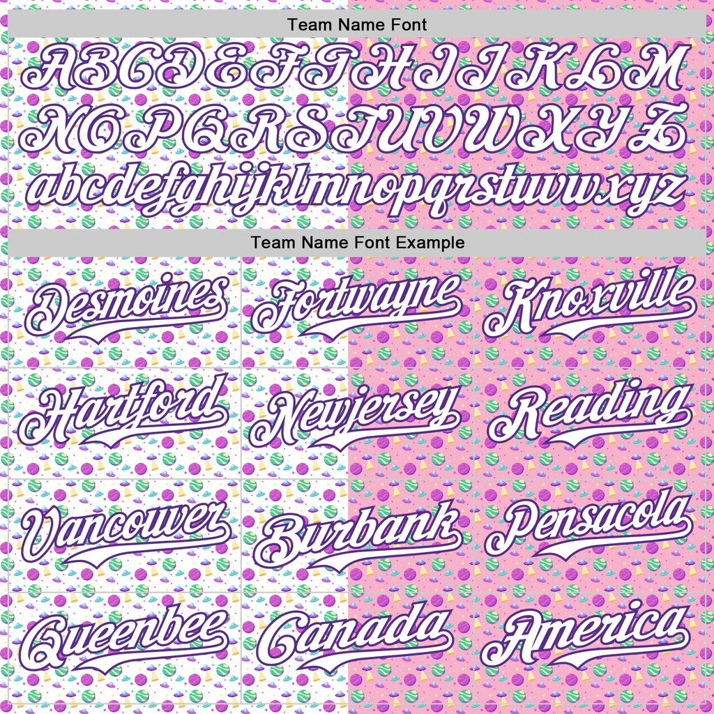 Custom Light Pink White-Purple 3D Pattern Design Pixel Universe Authentic Baseball Jersey