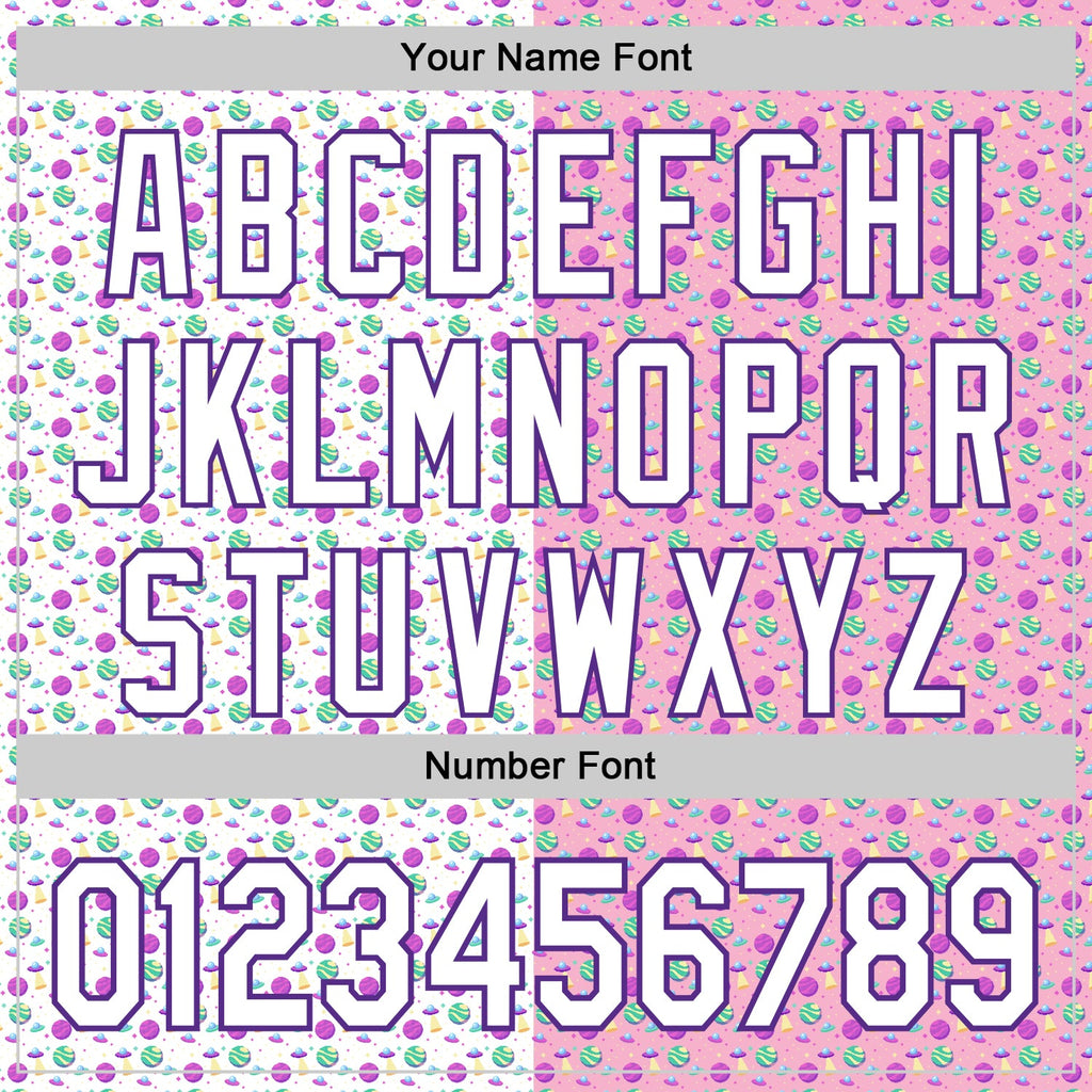 Custom Light Pink White-Purple 3D Pattern Design Pixel Universe Authentic Baseball Jersey