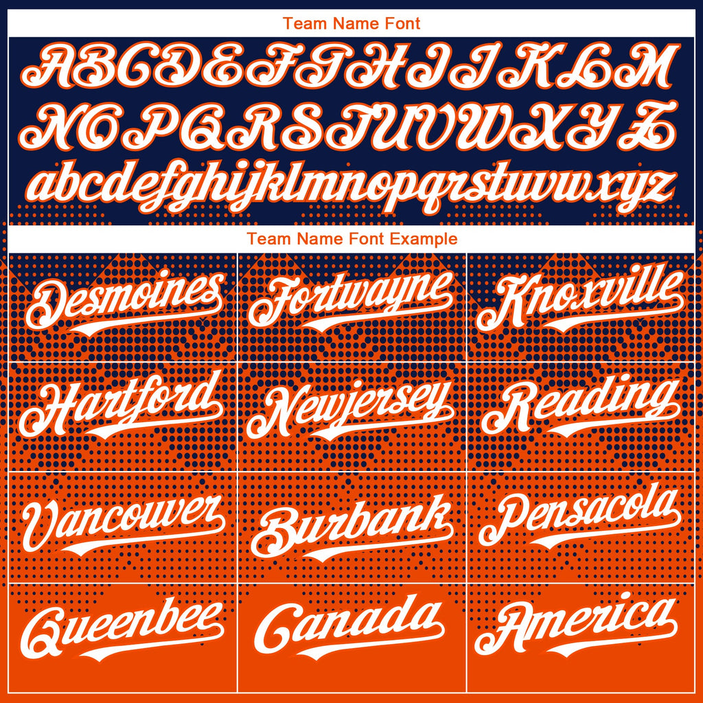 Custom Navy White-Orange 3D Gradient Square Shape Authentic Baseball Jersey