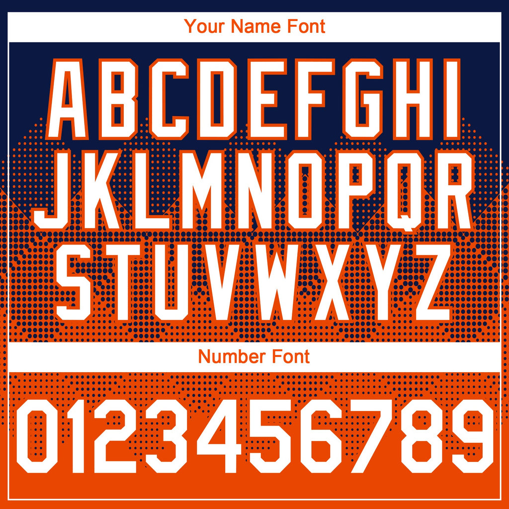 Custom Navy White-Orange 3D Gradient Square Shape Authentic Baseball Jersey
