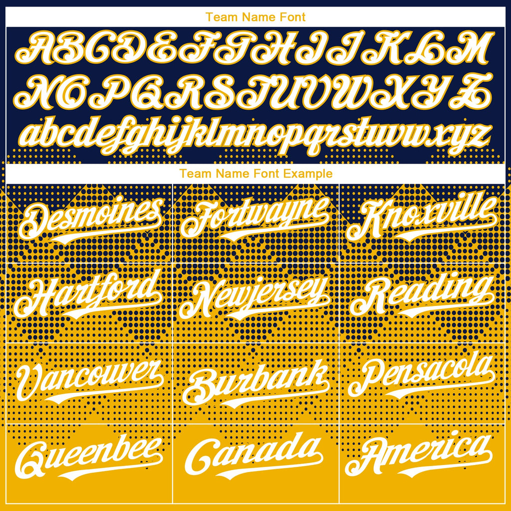 Custom Navy White-Gold 3D Gradient Square Shape Authentic Baseball Jersey