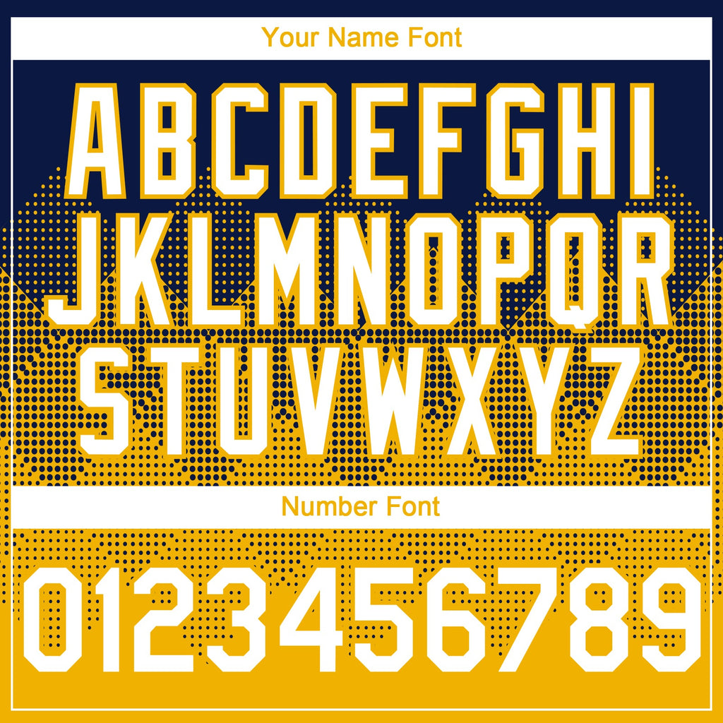Custom Navy White-Gold 3D Gradient Square Shape Authentic Baseball Jersey