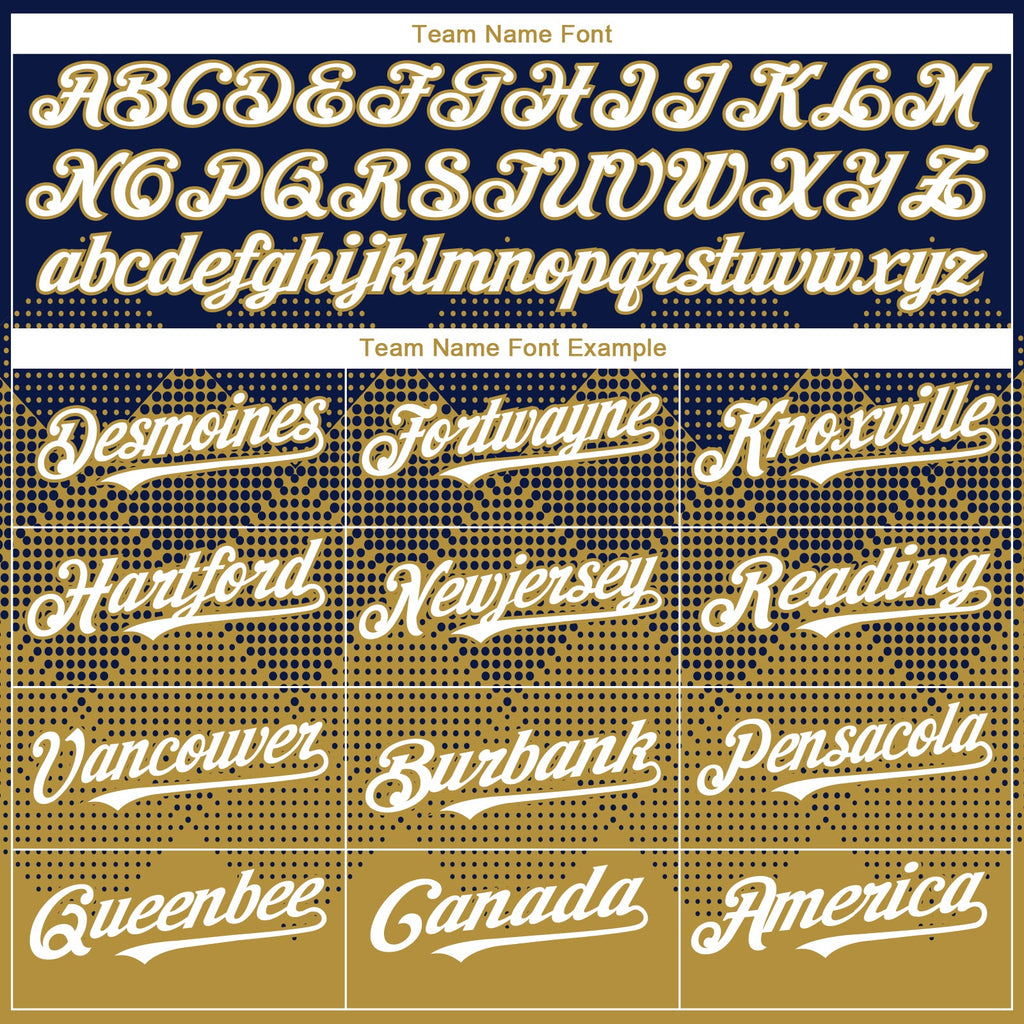 Custom Navy White-Old Gold 3D Gradient Square Shape Authentic Baseball Jersey