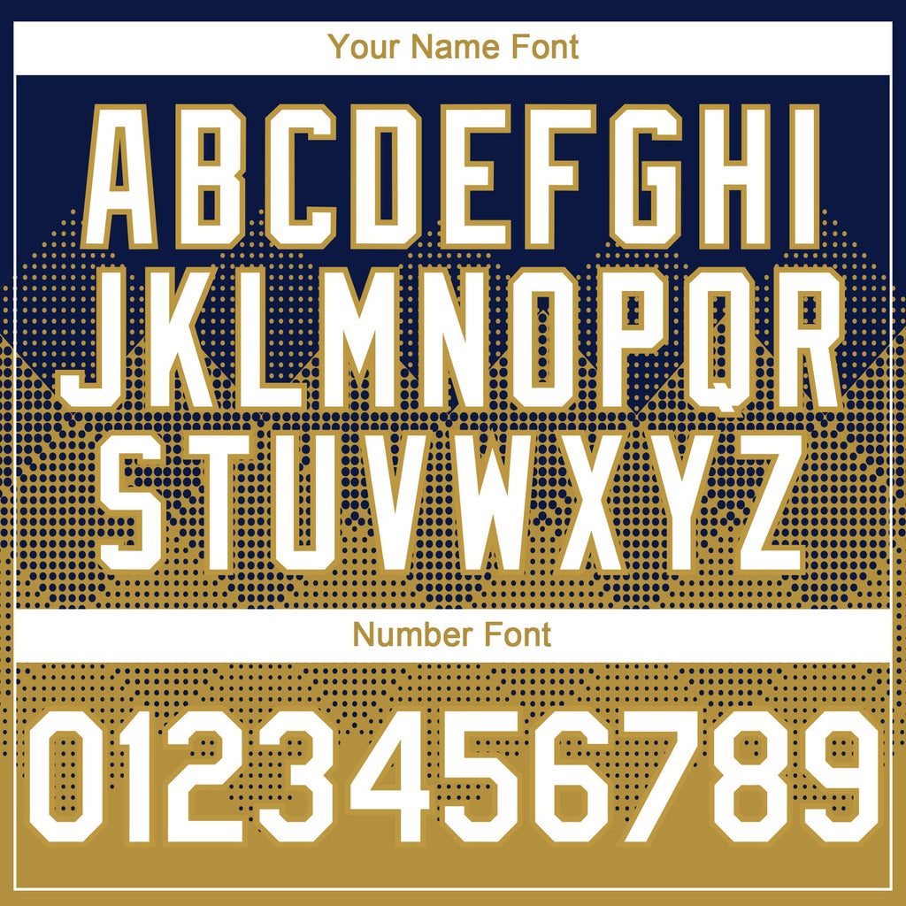 Custom Navy White-Old Gold 3D Gradient Square Shape Authentic Baseball Jersey