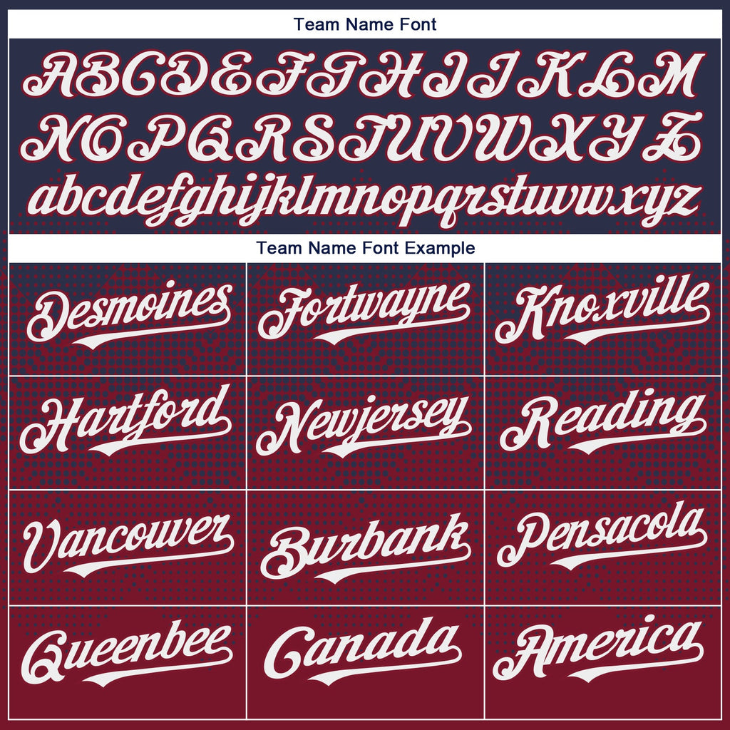 Custom Navy White-Crimson 3D Gradient Square Shape Authentic Baseball Jersey