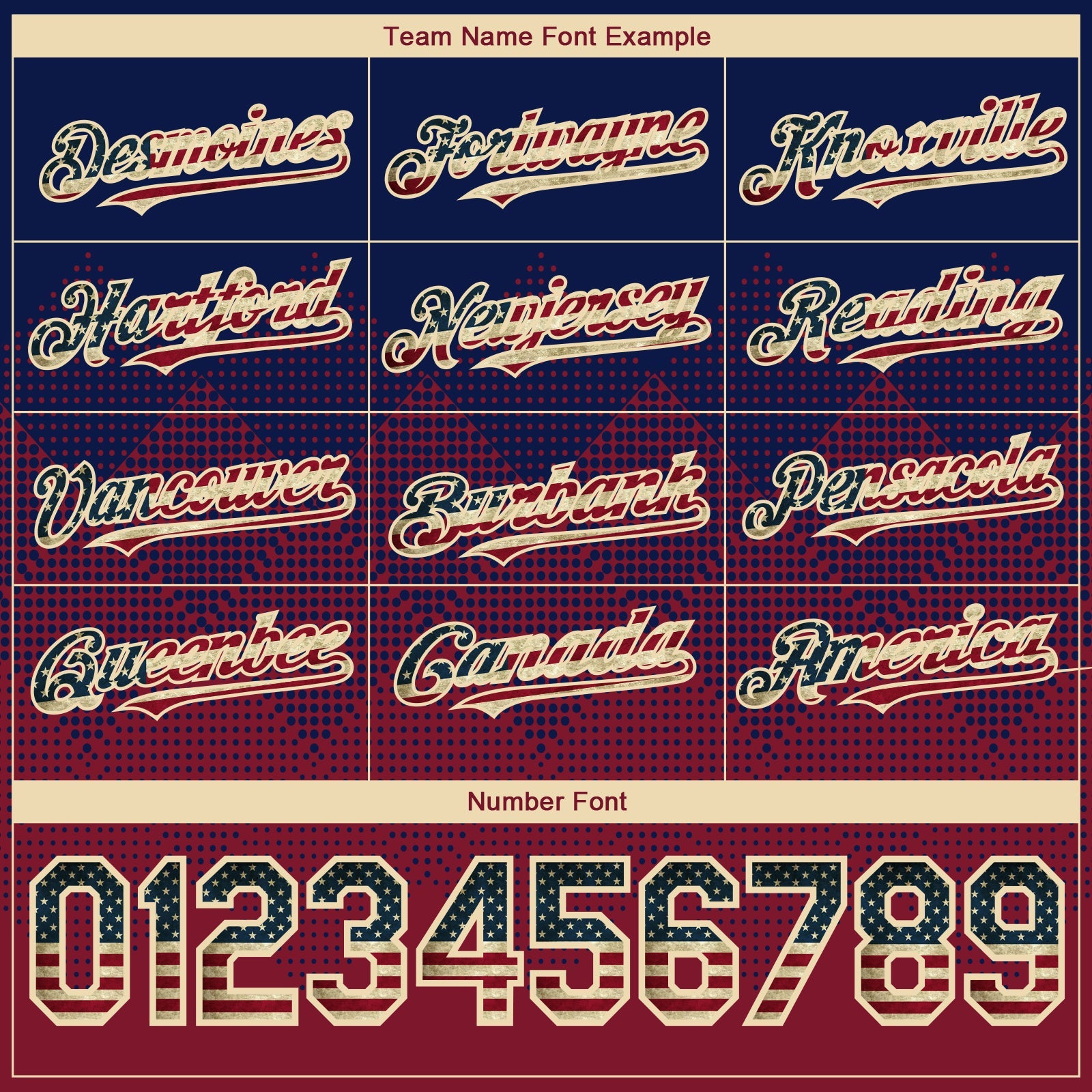Custom Navy Vintage USA Flag Crimson-Cream 3D Gradient Square Shape Authentic Baseball Jersey