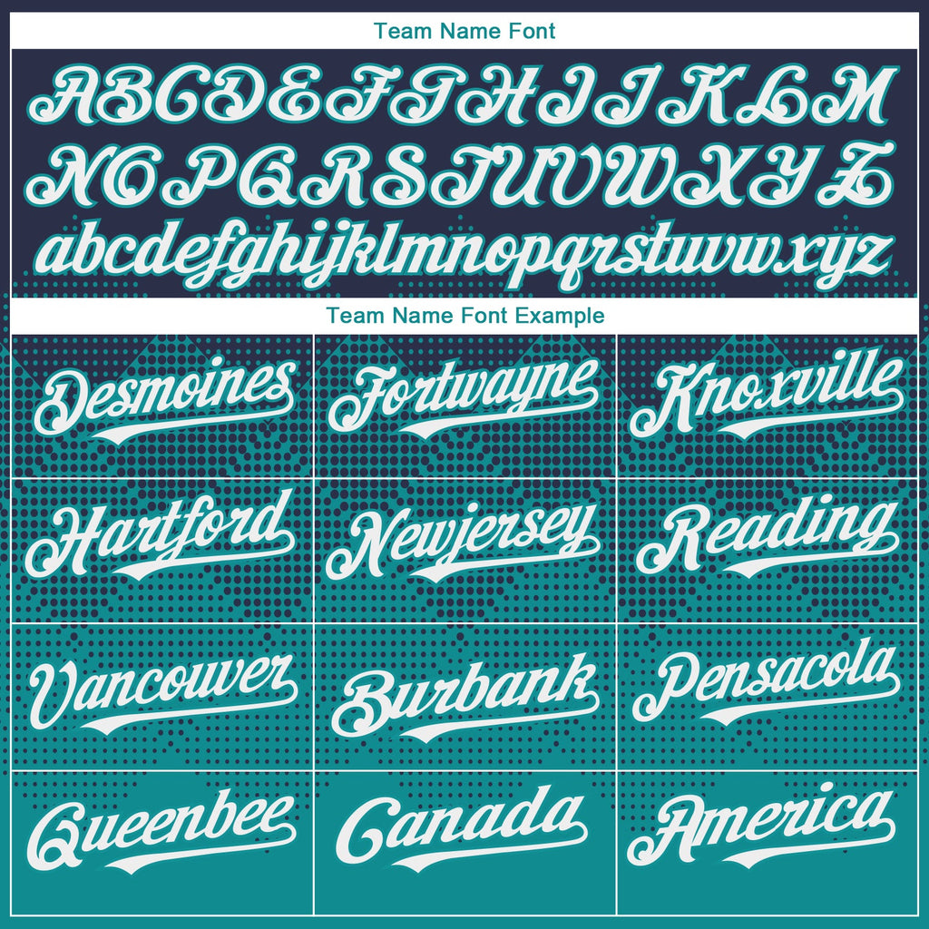 Custom Navy White-Teal 3D Gradient Square Shape Authentic Baseball Jersey