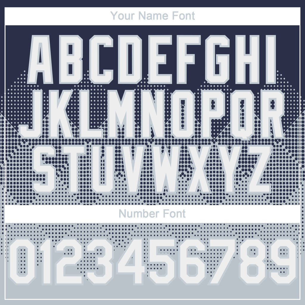 Custom Navy White-Silver 3D Gradient Square Shape Authentic Baseball Jersey