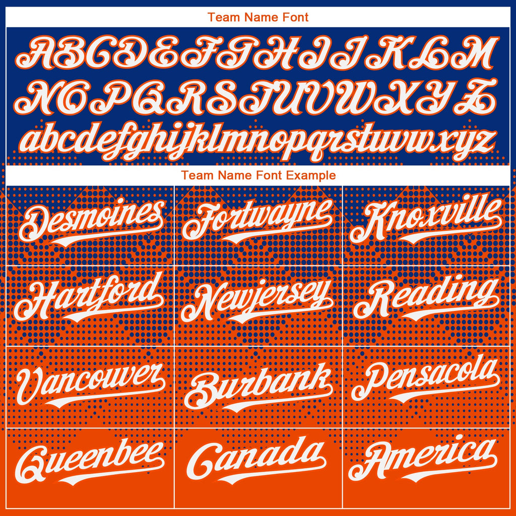 Custom Royal White-Orange 3D Gradient Square Shape Authentic Baseball Jersey