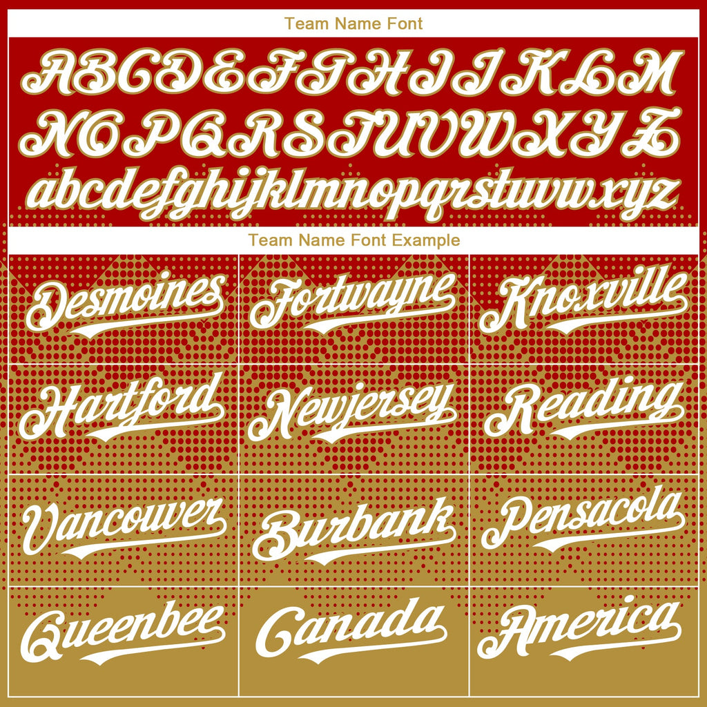 Custom Red White-Old Gold 3D Gradient Square Shape Authentic Baseball Jersey