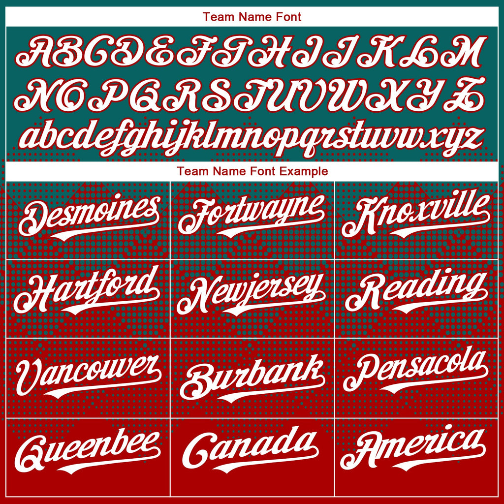 Custom Teal White-Red 3D Gradient Square Shape Authentic Baseball Jersey
