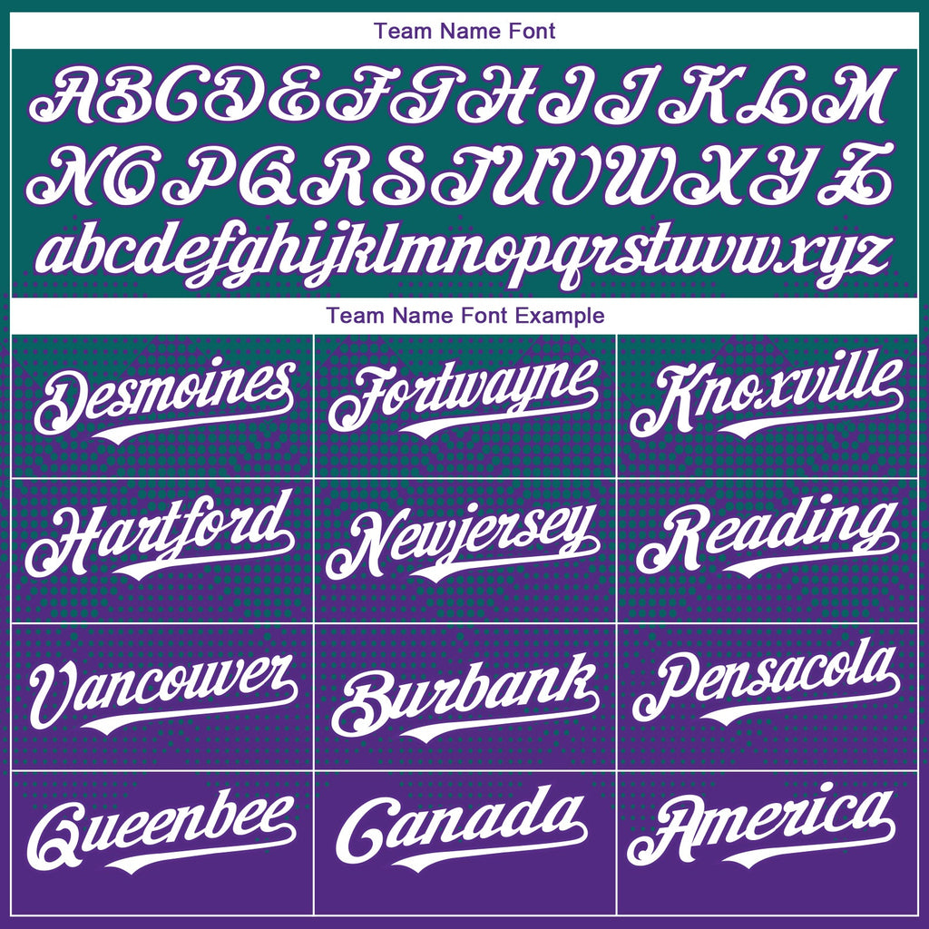 Custom Teal White-Purple 3D Gradient Square Shape Authentic Baseball Jersey