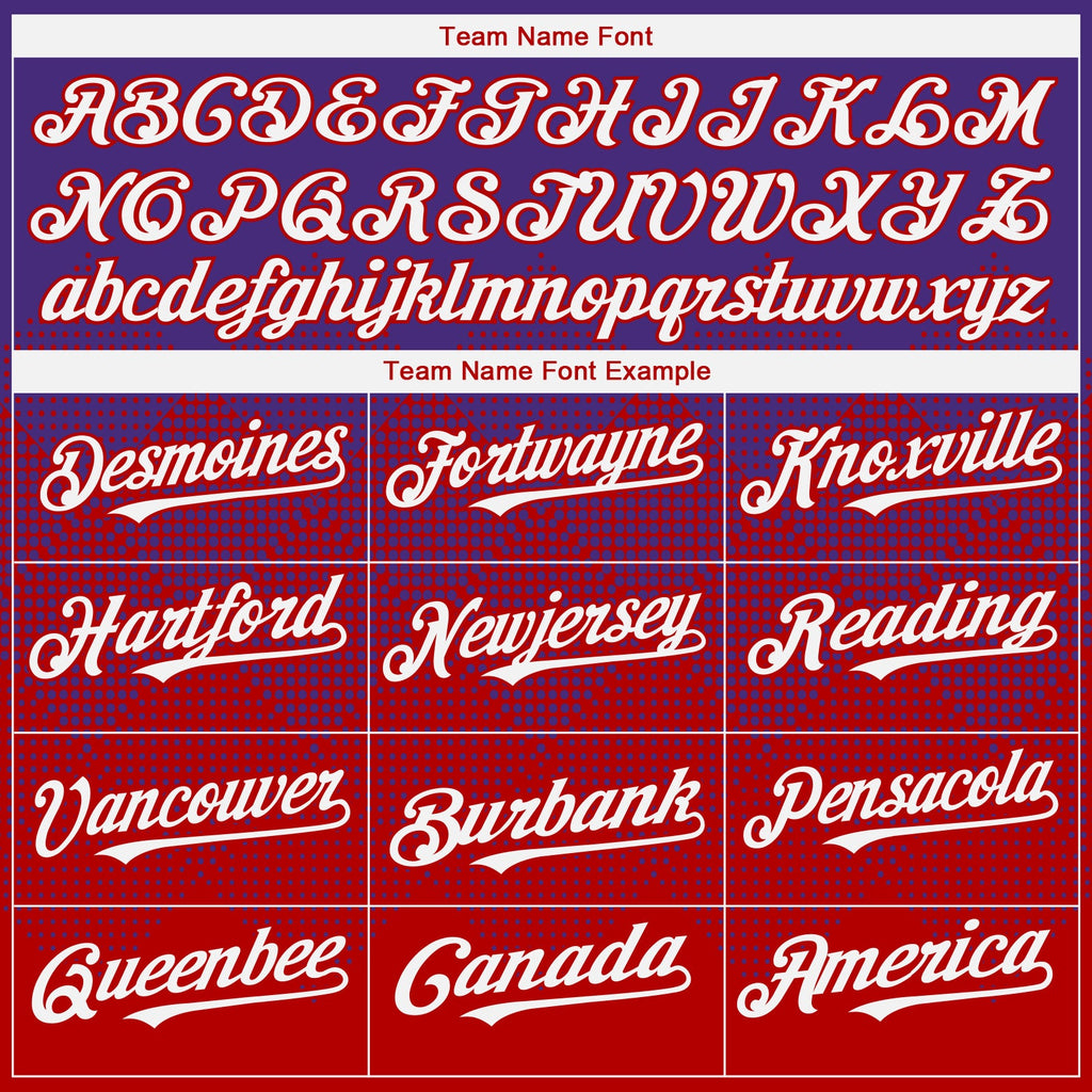 Custom Purple White-Red 3D Gradient Square Shape Authentic Baseball Jersey