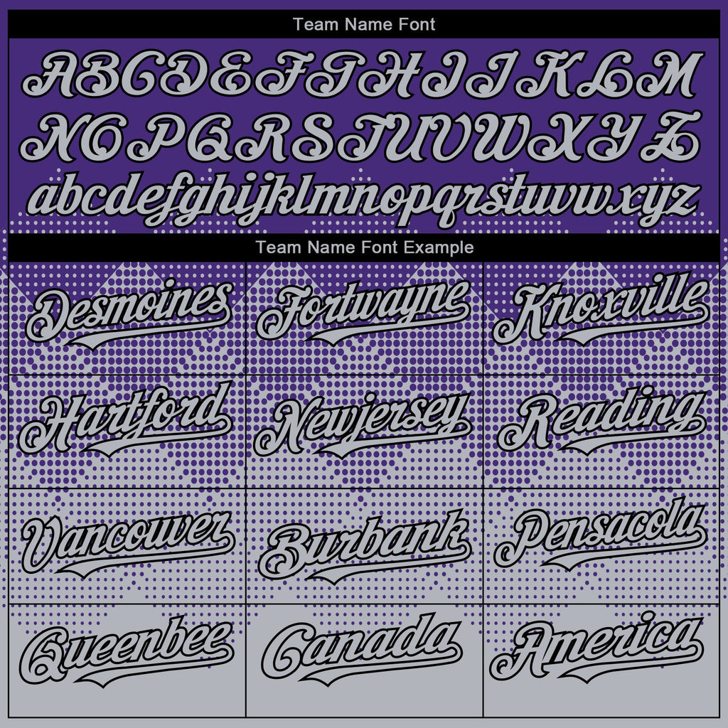 Custom Purple Gray-Black 3D Gradient Square Shape Authentic Baseball Jersey
