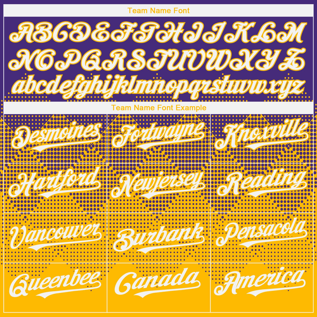 Custom Purple White-Gold 3D Gradient Square Shape Authentic Baseball Jersey