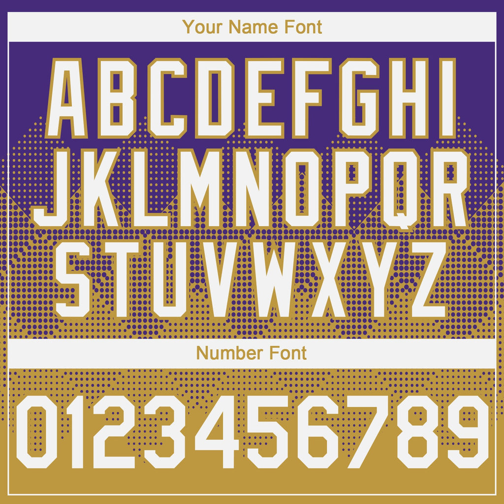 Custom Purple White-Old Gold 3D Gradient Square Shape Authentic Baseball Jersey