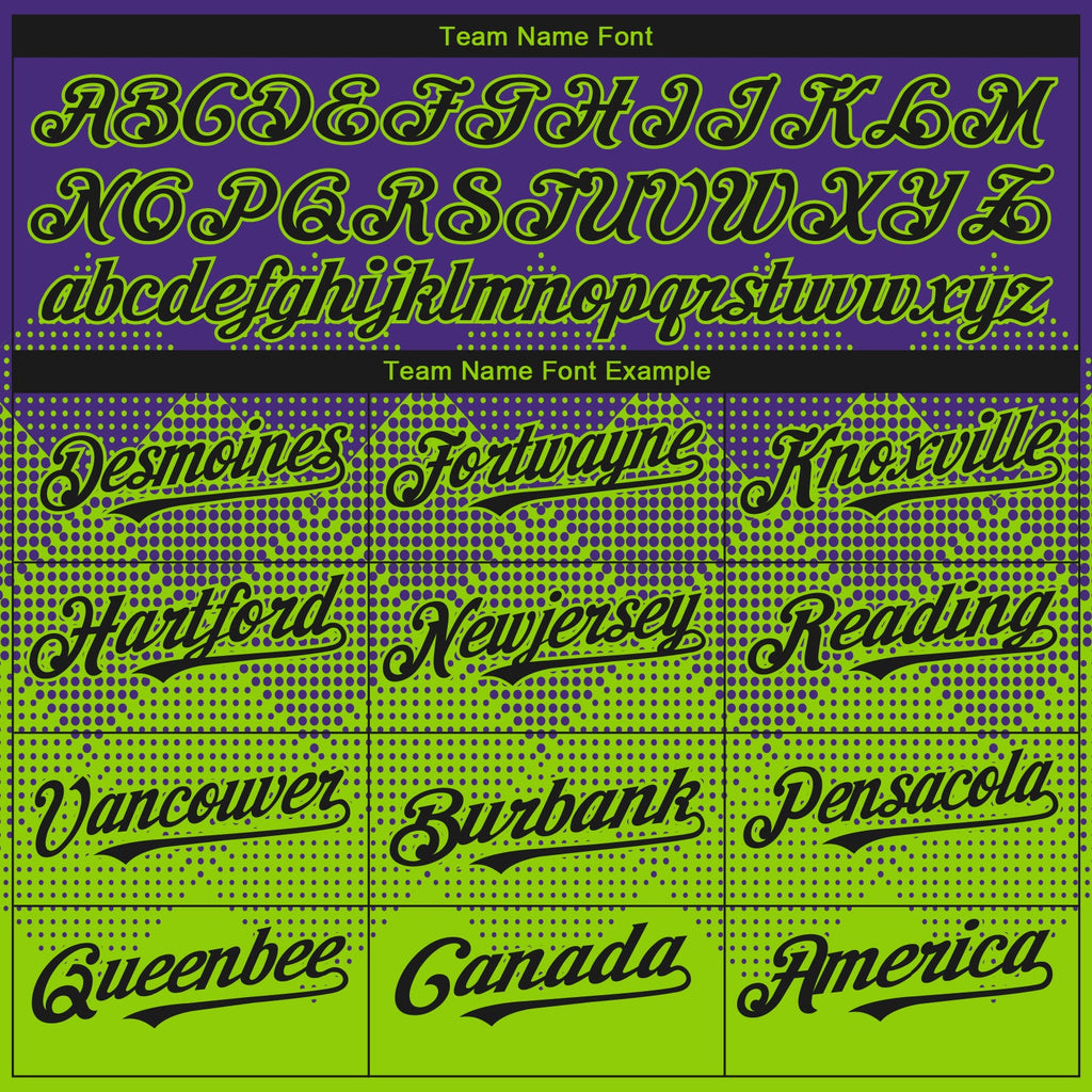 Custom Purple Black-Neon Green 3D Gradient Square Shape Authentic Baseball Jersey