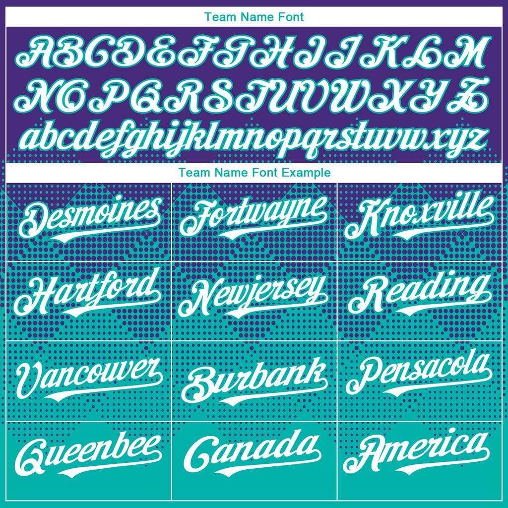 Custom Purple White-Aqua 3D Gradient Square Shape Authentic Baseball Jersey
