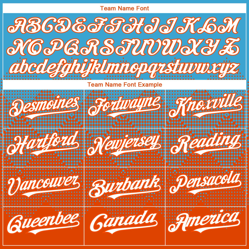 Custom Sky Blue White-Orange 3D Gradient Square Shape Authentic Baseball Jersey
