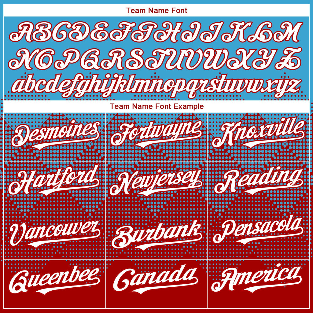 Custom Sky Blue White-Red 3D Gradient Square Shape Authentic Baseball Jersey