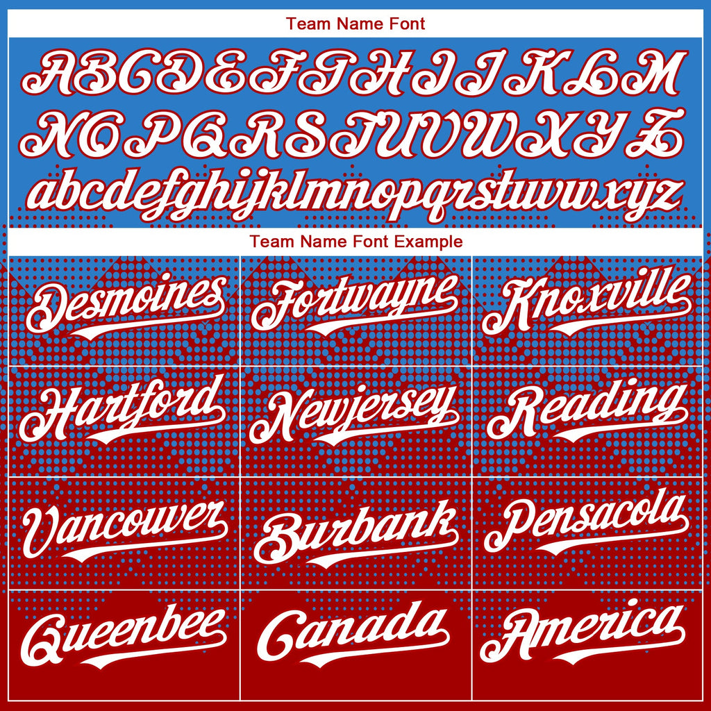 Custom Electric Blue White-Red 3D Gradient Square Shape Authentic Baseball Jersey