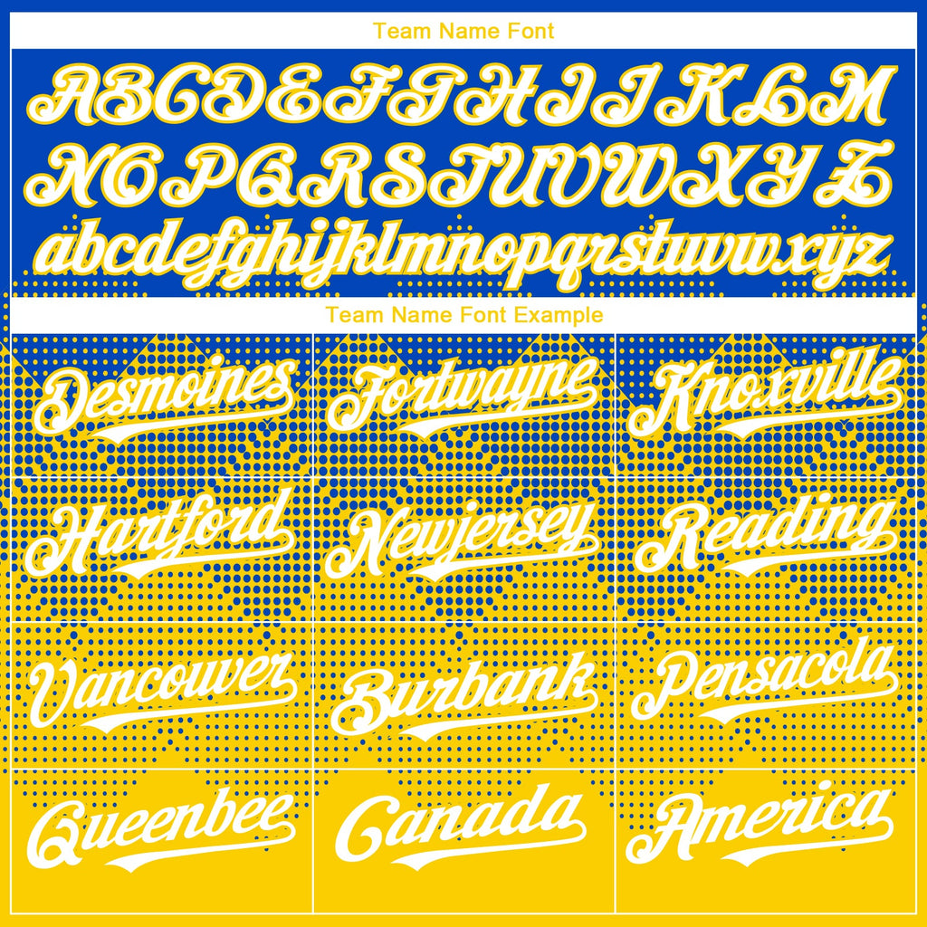 Custom Thunder Blue White-Yellow 3D Gradient Square Shape Authentic Baseball Jersey