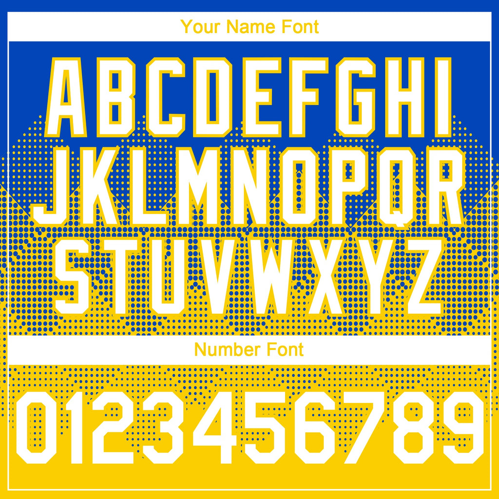Custom Thunder Blue White-Yellow 3D Gradient Square Shape Authentic Baseball Jersey