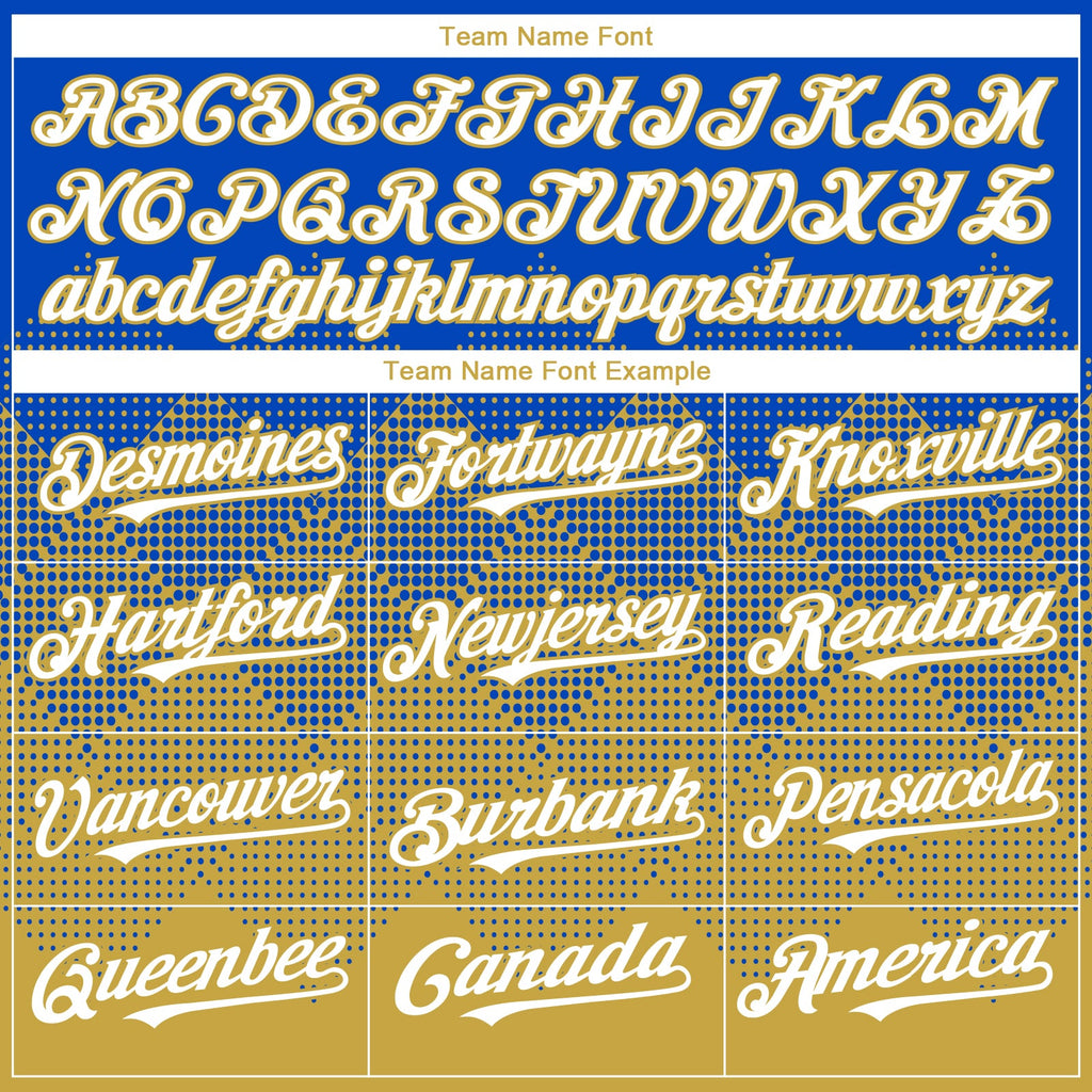 Custom Thunder Blue White-Old Gold 3D Gradient Square Shape Authentic Baseball Jersey