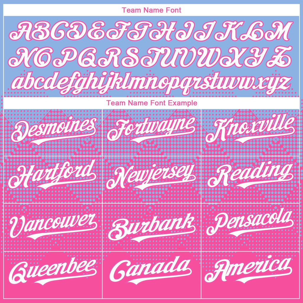 Custom Light Blue White-Pink 3D Gradient Square Shape Authentic Baseball Jersey
