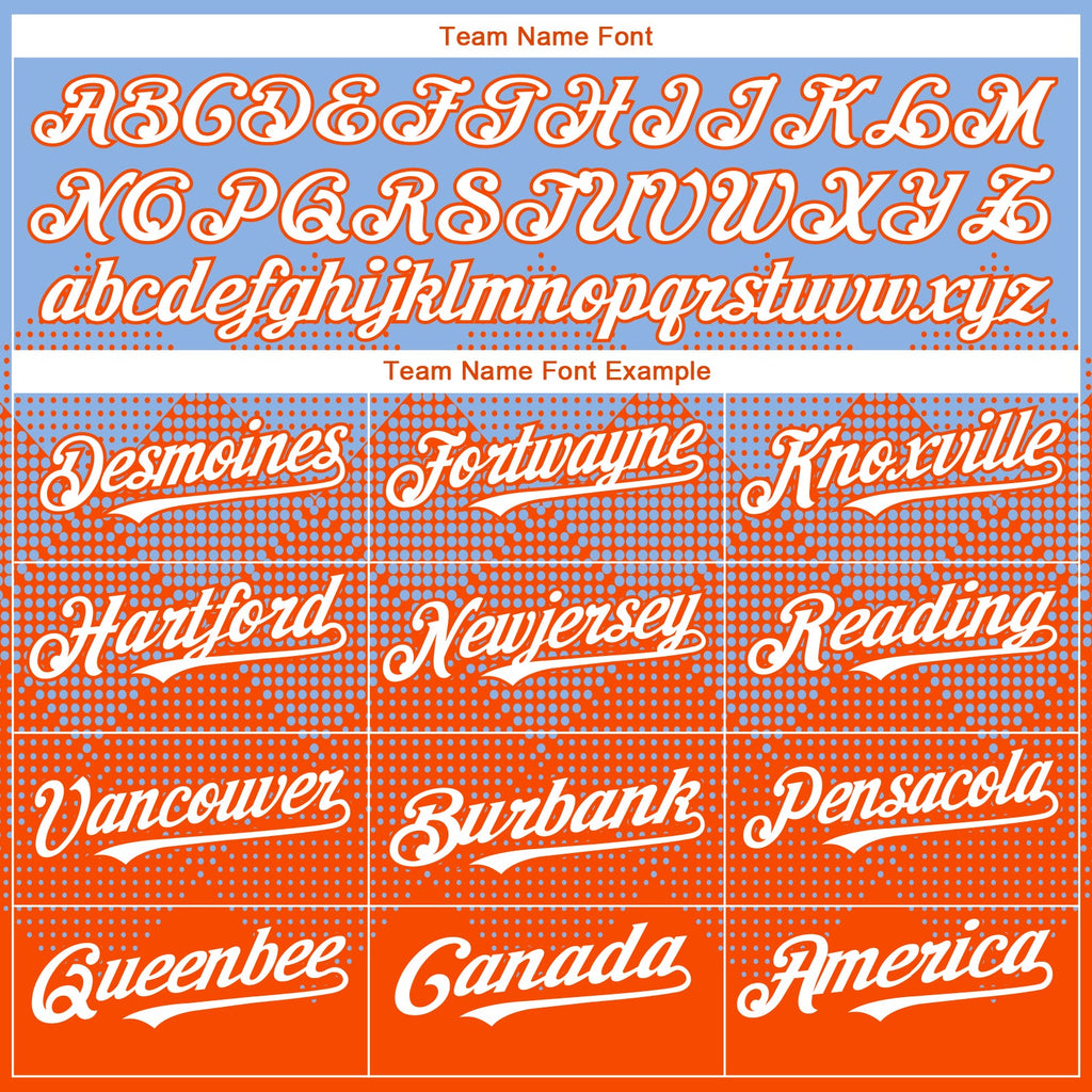 Custom Light Blue White-Orange 3D Gradient Square Shape Authentic Baseball Jersey