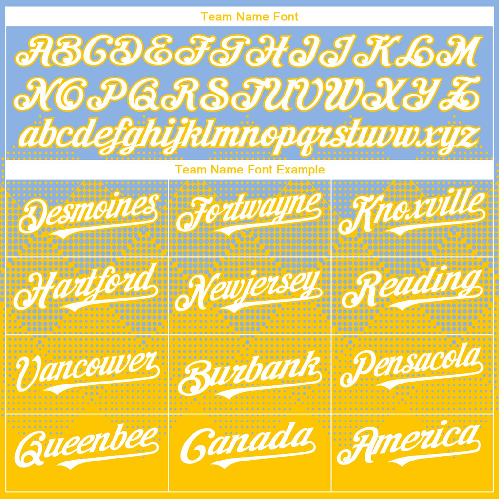 Custom Light Blue White-Yellow 3D Gradient Square Shape Authentic Baseball Jersey