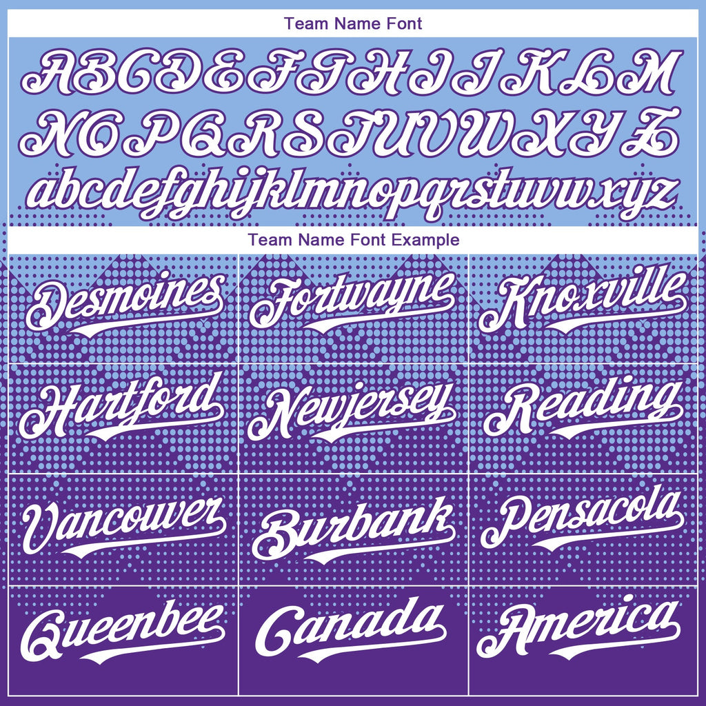 Custom Light Blue White-Purple 3D Gradient Square Shape Authentic Baseball Jersey