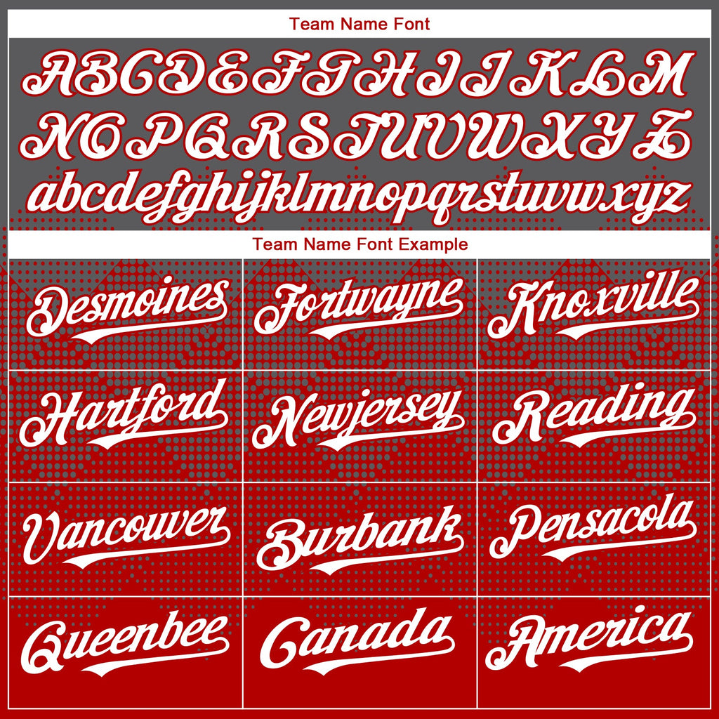 Custom Steel Gray White-Red 3D Gradient Square Shape Authentic Baseball Jersey