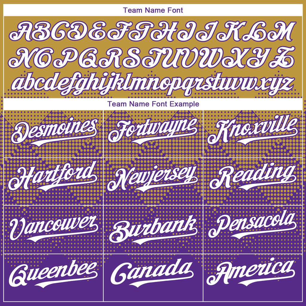 Custom Old Gold White-Purple 3D Gradient Square Shape Authentic Baseball Jersey