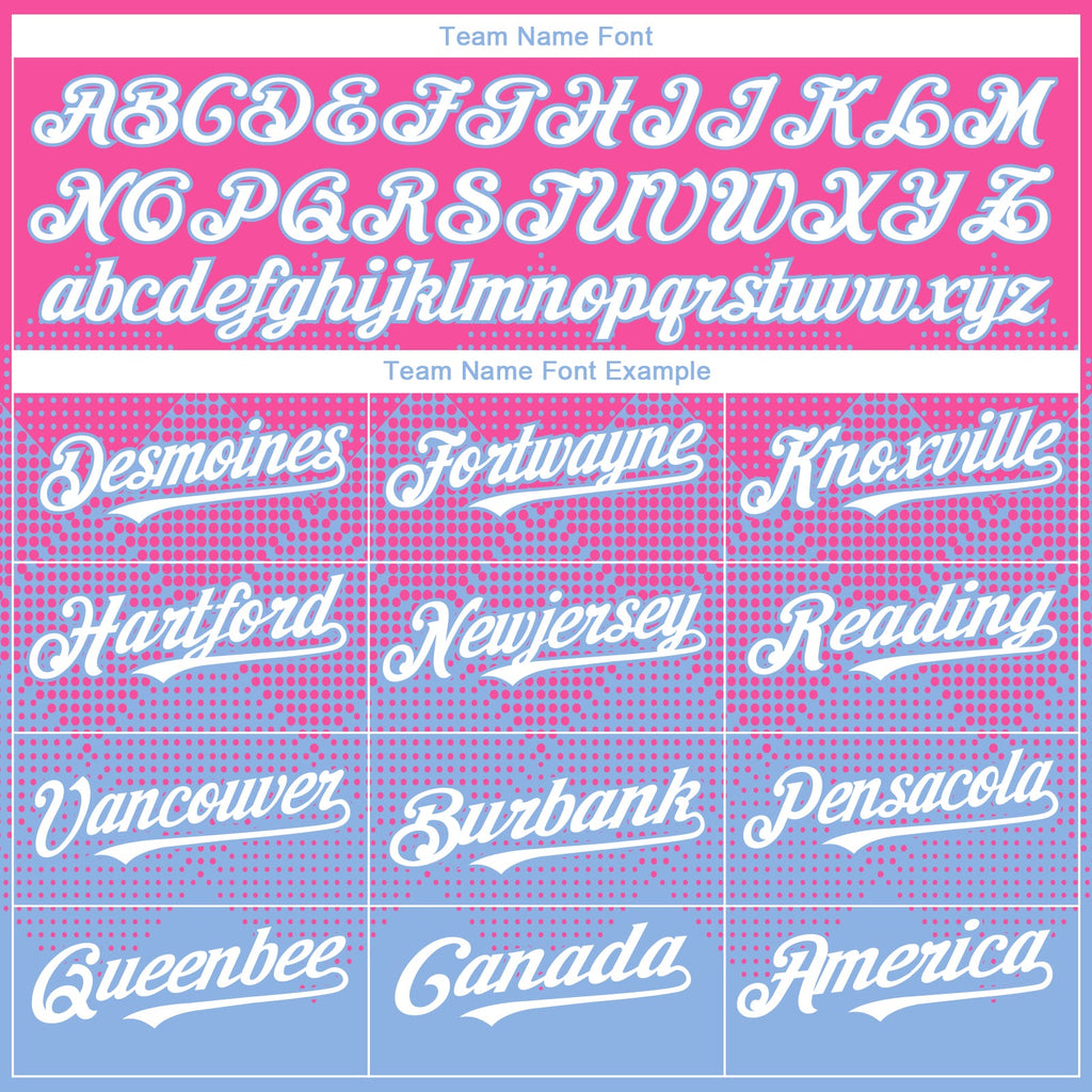 Custom Pink White-Light Blue 3D Gradient Square Shape Authentic Baseball Jersey