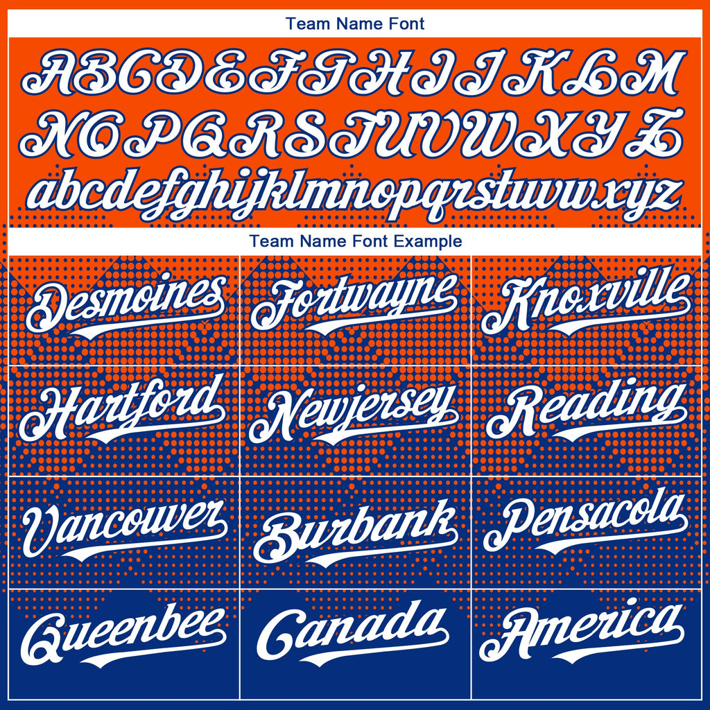 Custom Orange White-Royal 3D Gradient Square Shape Authentic Baseball Jersey