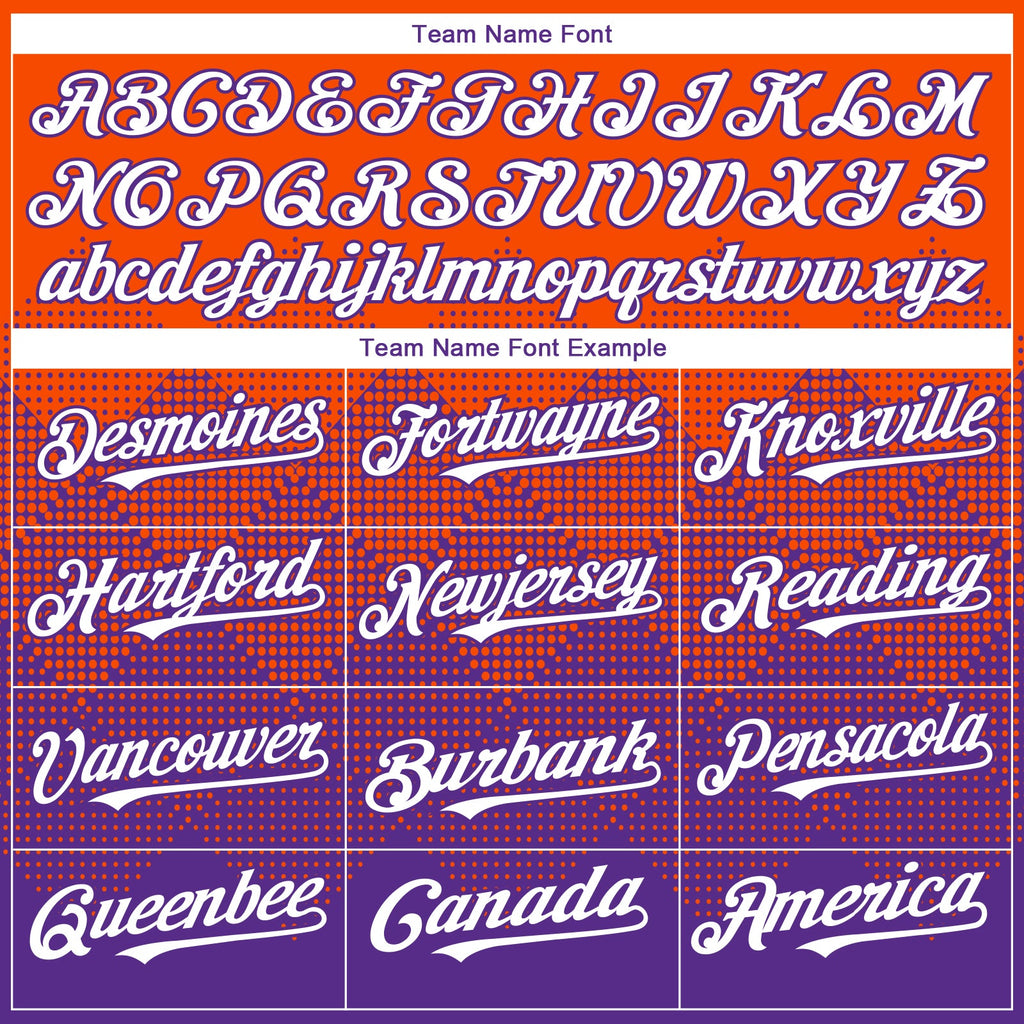 Custom Orange White-Purple 3D Gradient Square Shape Authentic Baseball Jersey